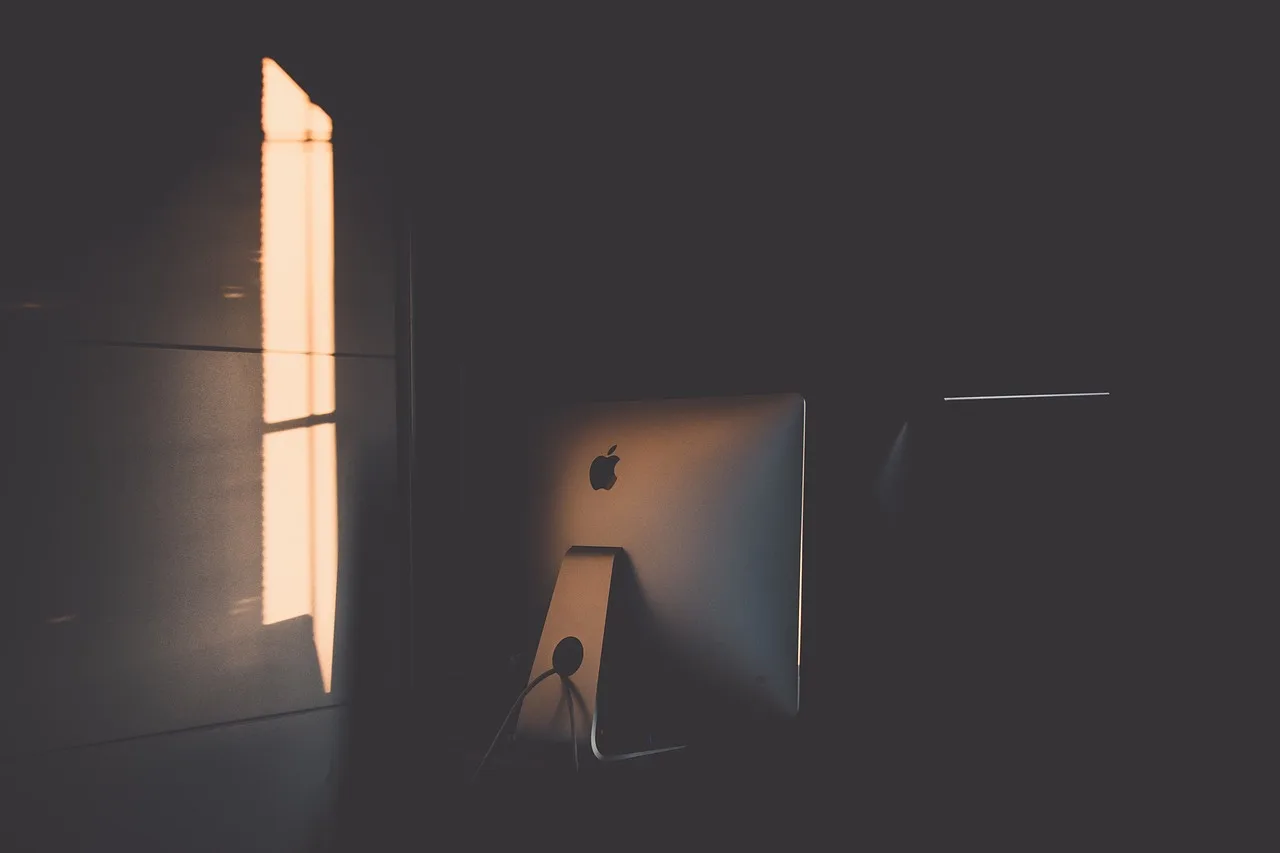 dark, room, office, apple, computer, gadget, electronic, modern, gray computer, gray office, gray laptop, gray apple, gray room, gray dark