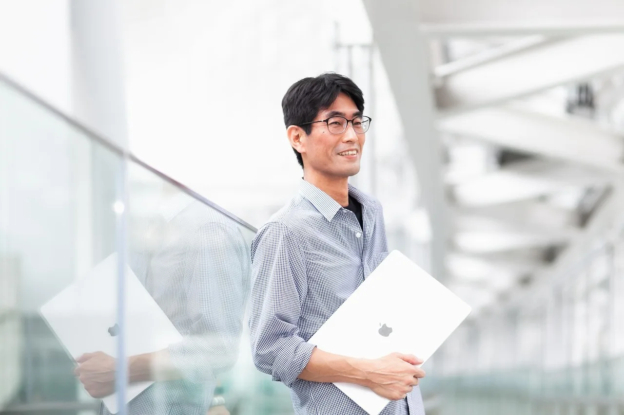 man, laptop, glasses, professional, smile, office, corporate
